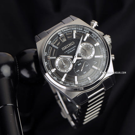 Seiko Chronograph SSB397P1 Essentials Discover More Men Black Dial Stainless Steel Strap