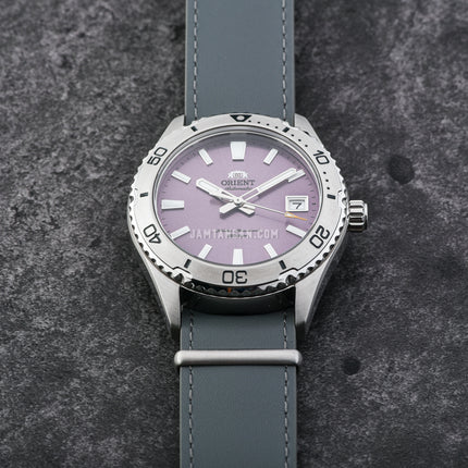 Orient Mako 40 RA-AC0Q07V Men Lilac Dial Grey Leather Strap
