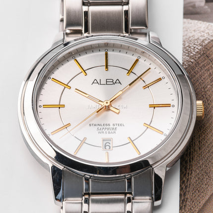 Alba AS9A49X1 White Dial Stainless Steel Strap