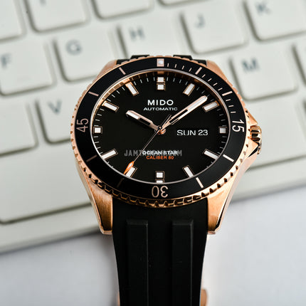 MIDO Ocean Star M026.430.37.051.00 Caliber 80 Automatic Black Dial Black Rubber Strap