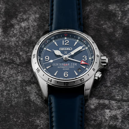 Seiko Prospex SPB377J1 Alpinist GMT Blue Dial Blue Leather Strap