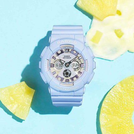 Casio Baby-G BA-130WP-2ADR Special Color Ladies Digital Analog Dial Blue Icy Pastel Resin Band