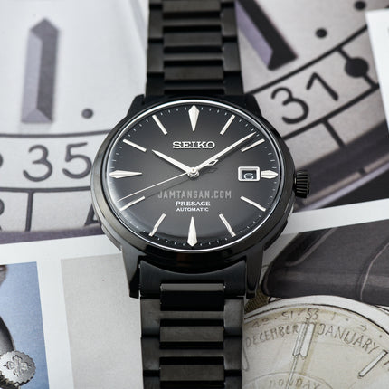 Seiko Presage SRPJ15J1 Cocktail Time Black Velvet Automatic Black Dial Black Stainless Steel Strap