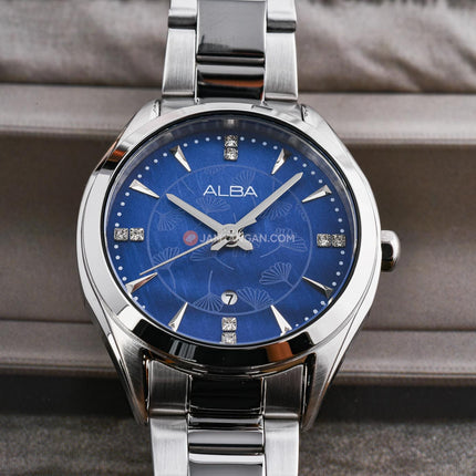Alba Fashion AH7EK5X1 Ladies Blue MOP Dial Stainless Steel Strap