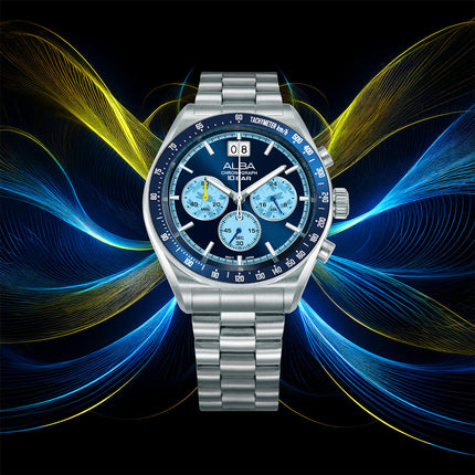 Alba Signa AU5023X2 Men Chronograph Blue Dial Stainless Steel Strap + Extra Strap