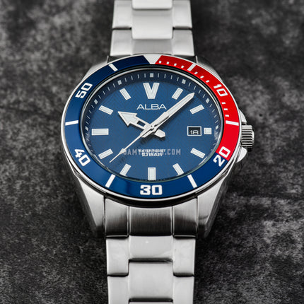 Alba Active AG8J39X1 Men Blue Pattern Dial Stainless Steel Strap