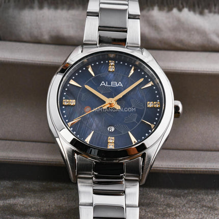 Alba Fashion AH7EK1X1 Ladies Black MOP Dial Stainless Steel Strap