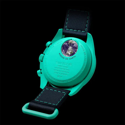 Swatch X Omega Bioceramic Moonswatch SO33L103 Mission On Earth Polar Lights Speedmaster Velcro Strap