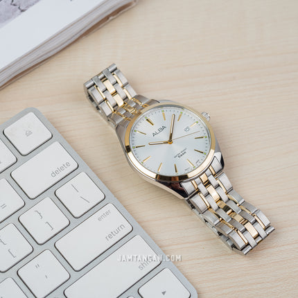 Alba AH7BN2X1_AS9Q96X1 Couple Silver Dial Dual Tone Stainless Steel Strap