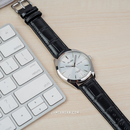 Alba AN8089X1_AJ6193X1 Couple Silver Dial Black Leather Strap