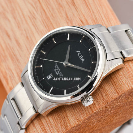 Alba Prestige AH7L75X1 Ladies Black Dial Stainless Steel Strap