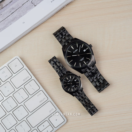 Alba AH7BP3X1_AS9R09X1 Couple Black Dial Black Stainless Steel Strap