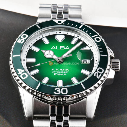 Alba Mechanical AU4053X1 Automatic Men Green Dial Stainless Steel Strap