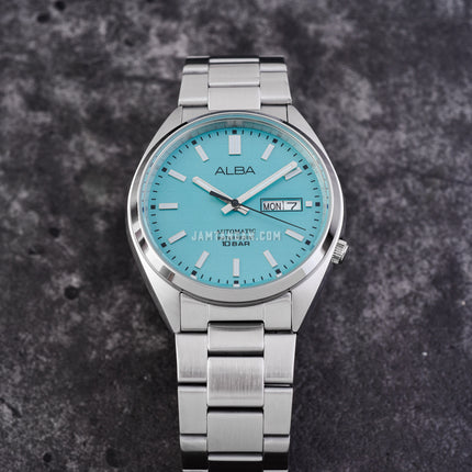 Alba Mechanical AL4321X1 Automatic Men Light Blue Patterned Dial Stainless Steel Strap