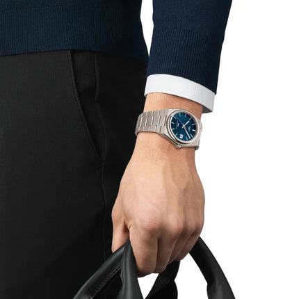 Tissot PRX 38mm T-Classic T137.807.44.041.00 Men Blue Dial Grey Titanium Strap