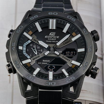 Casio Edifice ECB-2000DC-1BDF Men Sospensione Digital Analog Dial Gunmetal Stainless Steel Band
