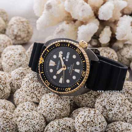 Seiko Prospex SRPD46K1 Black Turtle Gold Ring Edition Automatic Black Dial Black Rubber Strap 