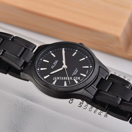 Alba Prestige ARX023X1 Ladies Black Dial Black Stainless Steel Strap