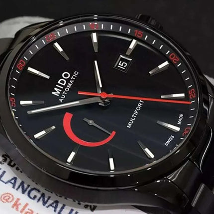 MIDO Multifort M038.424.33.051.00 Power Reserve Black Dial Black Stainless Steel Strap