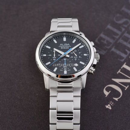Alba Active AT3J57X1 Men Chronograph Black Dial Stainless Steel Strap