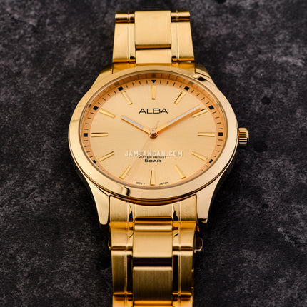 Alba Prestige ARX008X1 Men Gilt Dial Gold Stainless Steel Strap