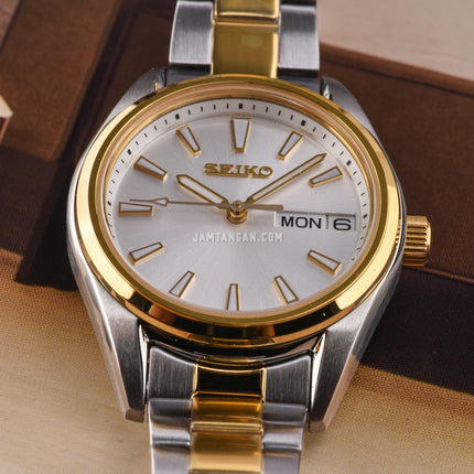 Seiko Ladies SUR454P1 Discover More Silver Dial Dual Tone Stainless Steel Strap