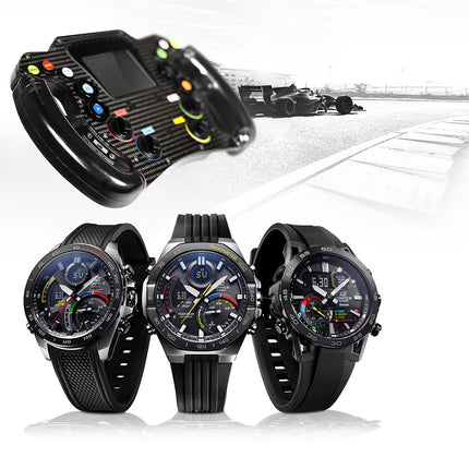 Casio Edifice ECB-40MP-1ADF Sospensione Racing Multicolor Digital Analog Dial Black Resin Band