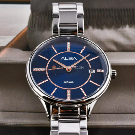 Alba Fashion AG8Q53X1 Ladies Blue Dial Stainless Steel Strap