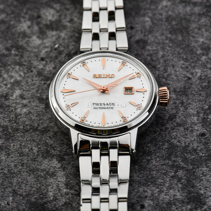 Seiko Presage SRE009J1 Cocktail Time Clover Club Diamond Twist Silver Dial Stainless Steel Strap
