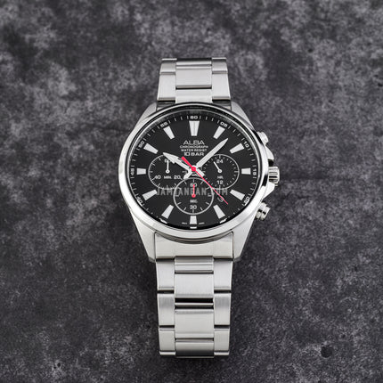 Alba Active AT3G53X1 Chronograph Men Black Dial Stainless Steel Strap