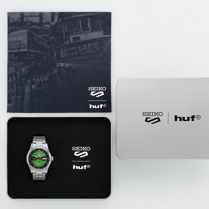 Seiko 5 Sports x HUF SRPM09K1 Green Dial Stainless Steel Strap Limited Edition