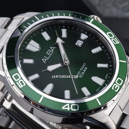 Alba AS9U09X1 Men Green Dial Stainless Steel Strap