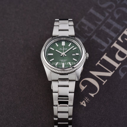 Alba Prestige AH7CK9X1 Ladies Green Patterned Dial Stainless Steel Strap