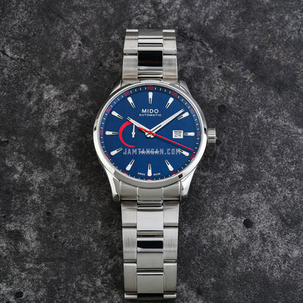 MIDO Multifort M038.424.11.041.00 Power Reserve Blue Dial Stainless Steel Strap