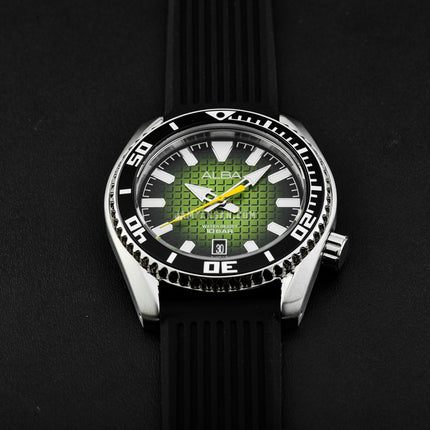 Alba Active AS9P07X1 Men Green Dial Black Rubber Strap