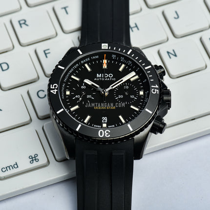 MIDO Ocean Star M026.627.37.051.00 Captain Chronograph Black Dial Black Rubber Strap