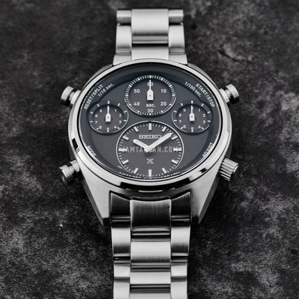 Seiko Prospex SFJ003P1 Speedtimer Solar Chronograph Black Dial Stainless Steel Strap