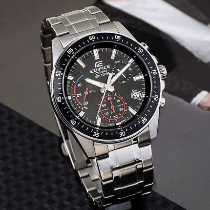 Casio Edifice EFV-540D-1AVUDF Chronograph Men Black Dial Stainless Steel Band