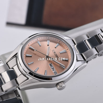 Seiko SUR351P1 Ladies Orange Salmon Dial Stainless Steel Strap