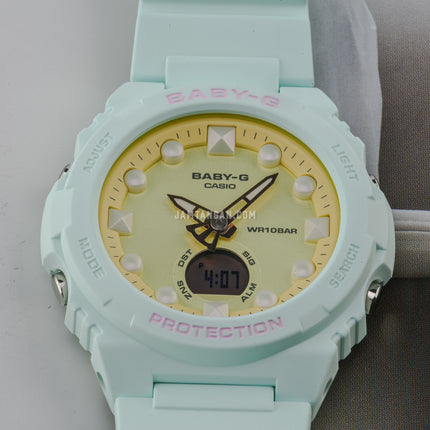 Casio Baby-G BGA-320FH-3ADR Fantasy Holographic Colors Digital Analog Dial Green Pastels Resin Band