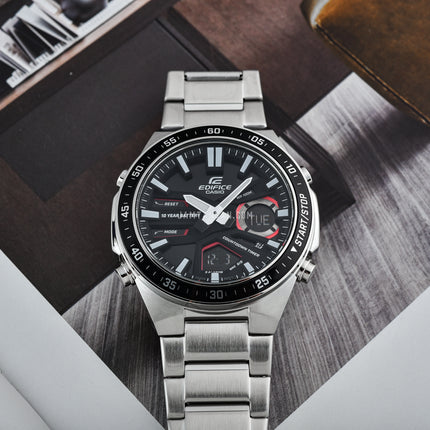Casio Edifice EFV-C110D-1A4VDF Black Digital Analog Dial Stainless Steel Band