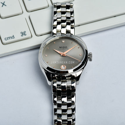 MIDO Belluna II M024.307.11.076.00 Royal Lady Rhodium Dial Stainless Steel Strap