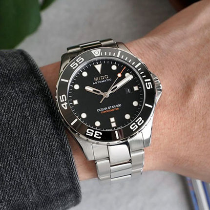 MIDO Ocean Star M026.608.11.051.00 COSC 600 Chronometer Automatic Black Dial Stainless Steel Strap