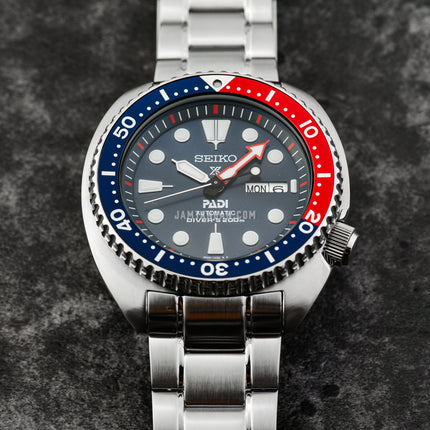 Seiko Prospex SRPE99K1 PADI Turtle Automatic Divers 200M Pepsi Blue Dial Stainless Steel Strap