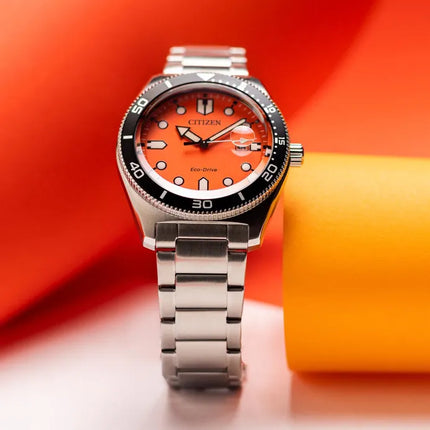 Citizen Eco Drive AW1760-81X Orange Dial Stainless Steel Strap