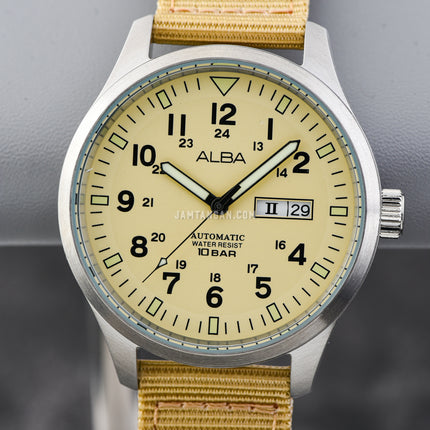 Alba Mechanical Field Military AL4221X1 Men Beige Dial Beige Nylon Strap