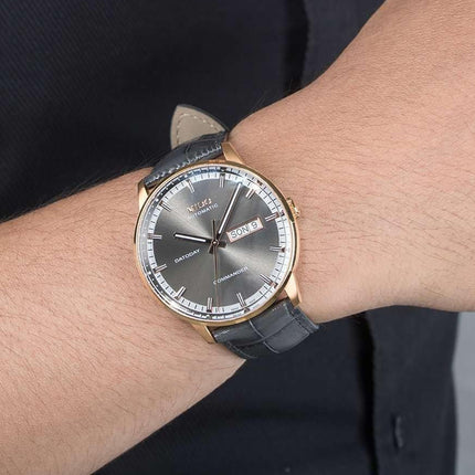 Mido Commander M016.430.36.061.80 Datoday Automatic Black Dial Black Leather Strap