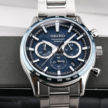 Seiko Chronograph SSB445P1 Essentials Blue Dial Stainless Steel Strap