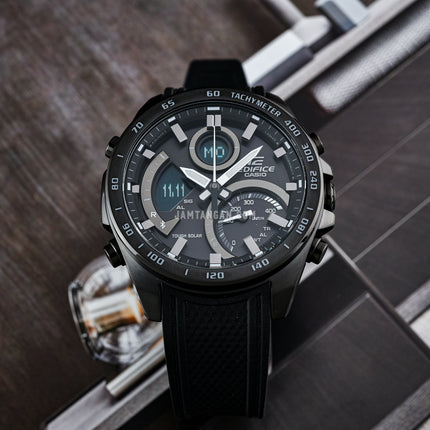 Casio Edifice ECB-900PB-1ADR Tough Solar Men Digital Analog Dial Black Resin Band