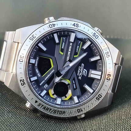 Casio Edifice EFV-C110D-1A3VDF Black Digital-Analog Dial Stainless Steel Band